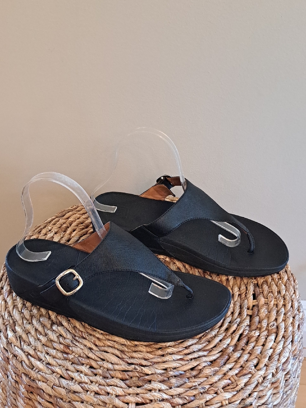 Fitflop Womens Lulu Black Strap Toe Post‎ Platform Summer/Atjleisure Sandals 10
